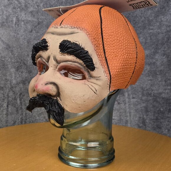 Vintage Halloween Basketball Head Guy Half Mask Vinyl Mustache Seasons for Kmart - Picture 11 of 12